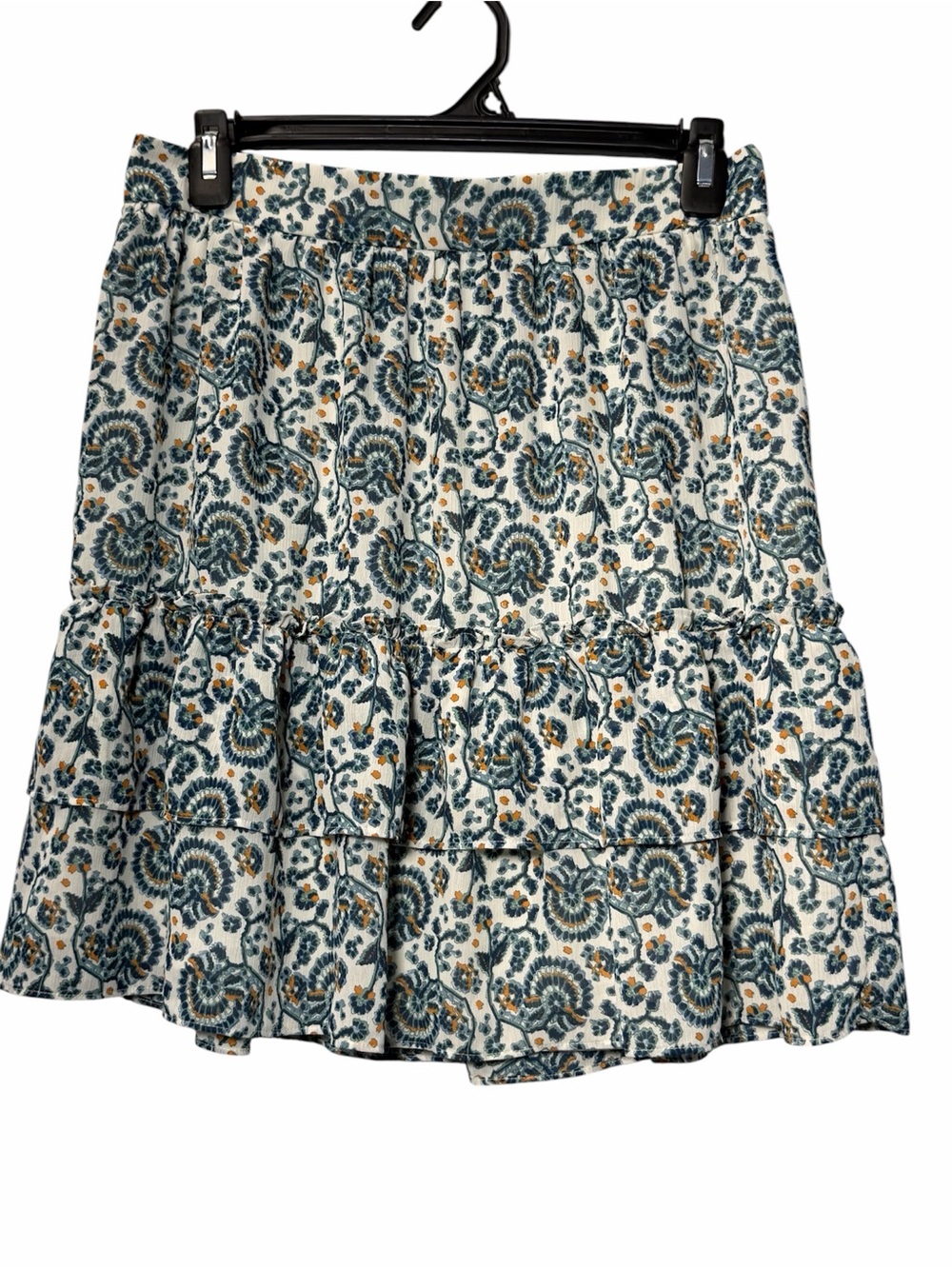 J Crew Paisley Block Print Tiered Ruffle Mini Skirt Cottagecore Floral Flowy